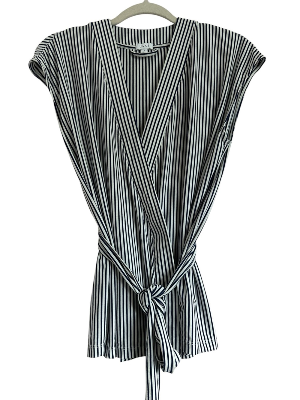 LAKE DreamModal Kimono Pajama Wrap Top Blue Depths Stripe Small - Picture 4 of 14